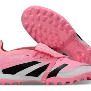Adidas Predator Pink Black Low-Cut Laceless Strap Turf Soccer Shoes