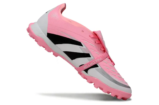 Adidas Predator Zapatos de fútbol turf de bajo corte sin cordones con correa rosa negro 10