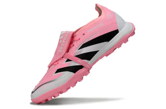 Adidas Predator Zapatos de fútbol turf de bajo corte sin cordones con correa rosa negro 11