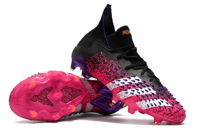 Adidas Predator 粉紫 高切袜套领 硬地足球鞋 4