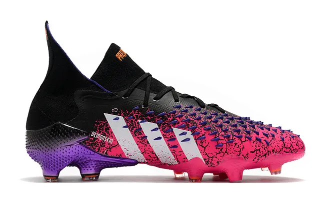 Adidas Predator 粉紫 高切袜套领 硬地足球鞋 7