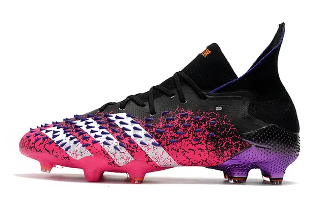 Adidas Predator 粉紫 高切袜套领 硬地足球鞋 8