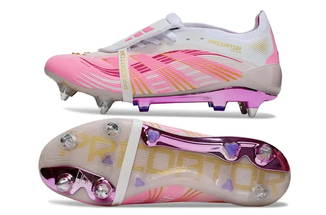 Adidas Predator Pink White Upper Synthétique à Motif Ondulé Cage de Talon Transparente Firm-Ground Chaussures de Football 2
