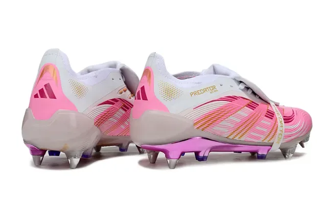 Adidas Predator Pink White Upper Synthétique à Motif Ondulé Cage de Talon Transparente Firm-Ground Chaussures de Football 6