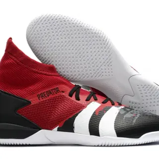 Adidas Predator 红黑袜套领针织鞋面室内足球鞋