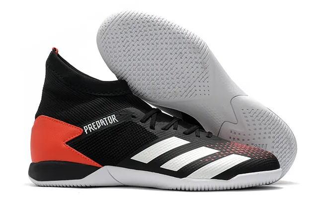Adidas Predator Rouge Noir Chaussures de Football Intérieur avec Col de Chaussette en Maille 2