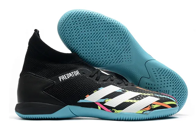 Adidas Predator Rouge Noir Chaussures de Football Intérieur avec Col de Chaussette en Maille 7