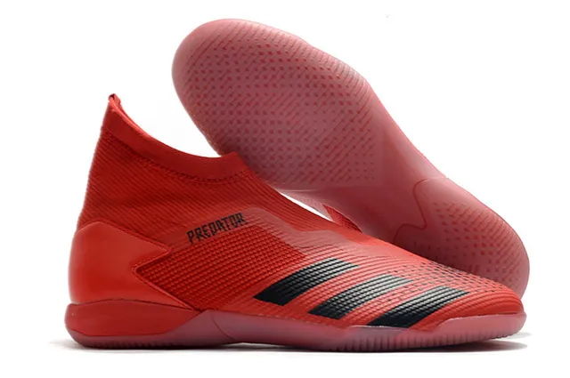 Adidas Predator Rouge Noir Chaussures de Football Intérieur avec Col de Chaussette en Maille 14