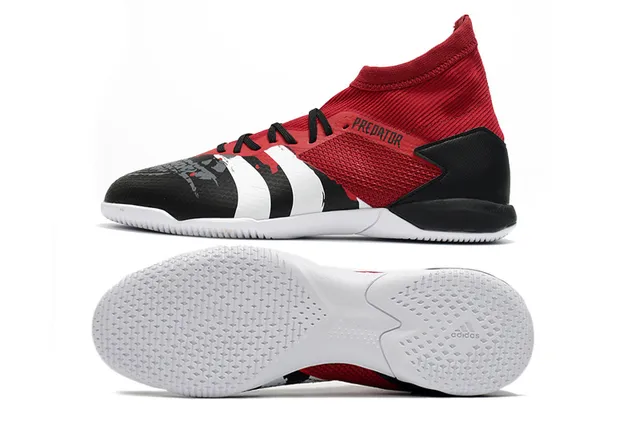 Adidas Predator Rouge Noir Chaussures de Football Intérieur avec Col de Chaussette en Maille 21