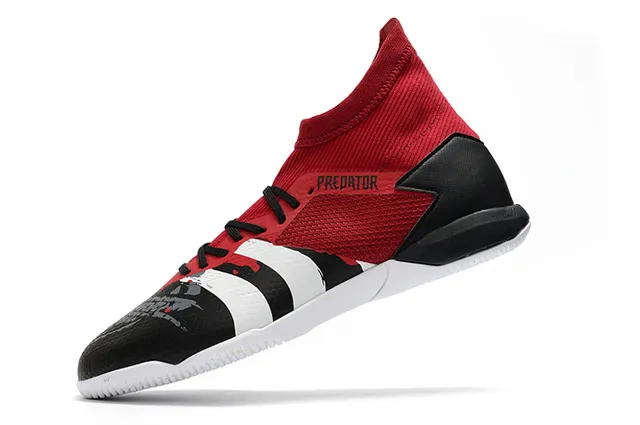 Adidas Predator Rouge Noir Chaussures de Football Intérieur avec Col de Chaussette en Maille 23