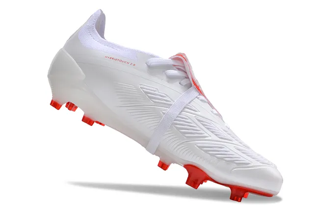 Adidas Predator White and Red Firm-Ground Soccer Shoes 2