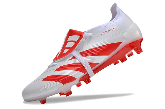 Adidas Predator White and Red Firm-Ground Soccer Shoes 3