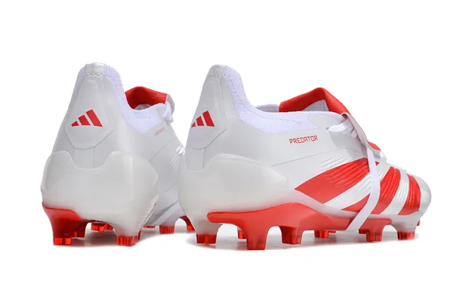 Adidas Predator White and Red Firm-Ground Soccer Shoes 5