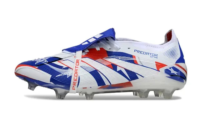 Adidas Predator Blanc Multicolore Chaussures de Football Basses Cage du Pied Avant Ribetée pour Sol Firme 7