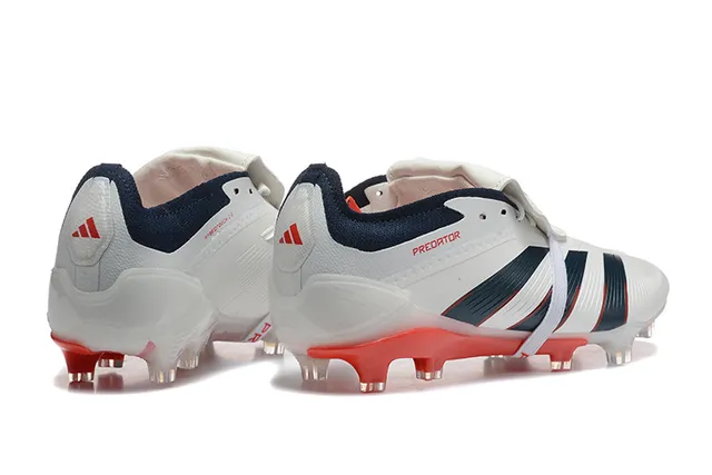 Adidas Predator White Navy Low-Cut Boot Midfoot Strap Lockdown Firm-Ground Soccer Shoes 2