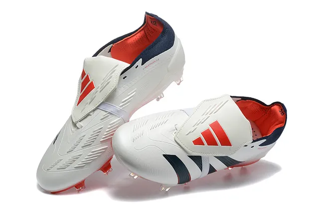 Adidas Predator White Navy Low-Cut Boot Midfoot Strap Lockdown Firm-Ground Soccer Shoes 3