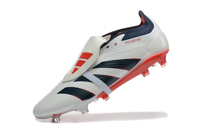 Adidas Predator White Navy Low-Cut Boot Midfoot Strap Lockdown Firm-Ground Soccer Shoes 5
