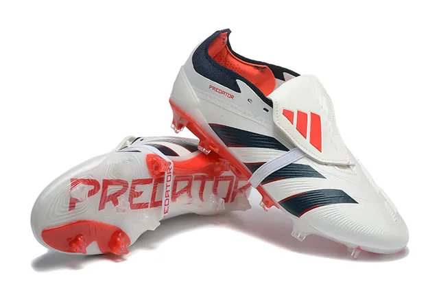 Adidas Predator White Navy Low-Cut Boot Midfoot Strap Lockdown Firm-Ground Soccer Shoes 6