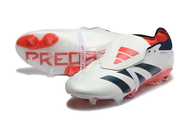Adidas Predator White Navy Low-Cut Boot Midfoot Strap Lockdown Firm-Ground Soccer Shoes 7