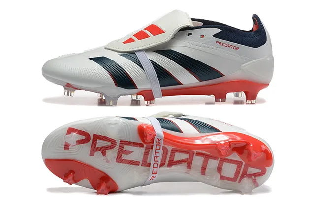 Adidas Predator White Navy Low-Cut Boot Midfoot Strap Lockdown Firm-Ground Soccer Shoes 9
