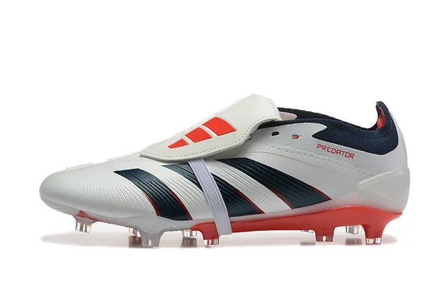 Adidas Predator White Navy Low-Cut Boot Midfoot Strap Lockdown Firm-Ground Soccer Shoes 10