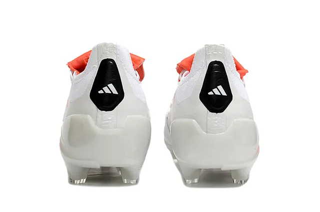 Adidas Predator White Orange Low-Cut Laceless Strap Closure Transparent Molded Outsole Firm-Ground Soccer Shoes 4
