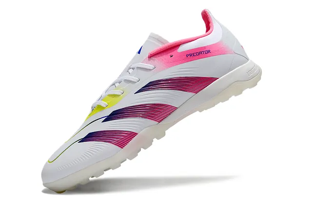 Adidas Predator Blanco Rosa Bajo Corte Superior Sintético Franja Gradiente Jaula Césped Turístico Zapatos de Fútbol 3
