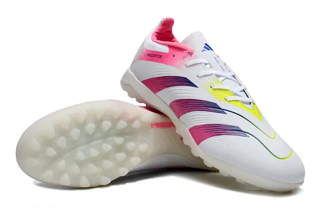 Adidas Predator Blanco Rosa Bajo Corte Superior Sintético Franja Gradiente Jaula Césped Turístico Zapatos de Fútbol 4