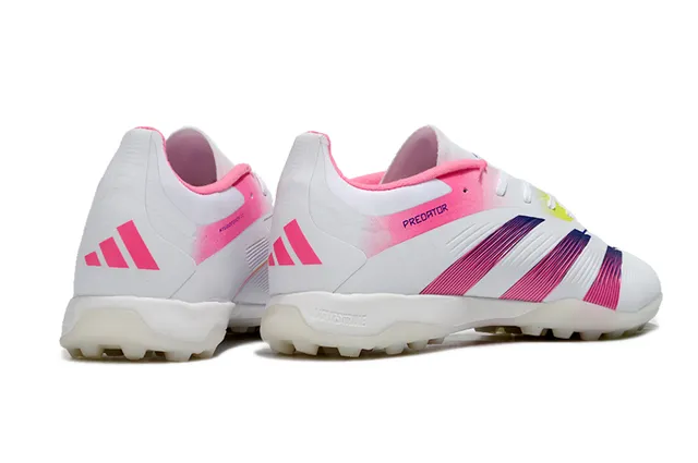 Adidas Predator Blanco Rosa Bajo Corte Superior Sintético Franja Gradiente Jaula Césped Turístico Zapatos de Fútbol 5