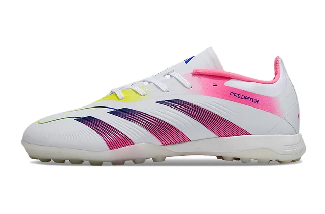 Adidas Predator Blanco Rosa Bajo Corte Superior Sintético Franja Gradiente Jaula Césped Turístico Zapatos de Fútbol 7
