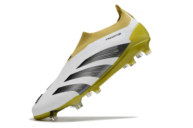 Adidas Predator White Yellow Low-Cut Knit Upper Textured Synthetic Overlay Firm-Ground Soccer Shoes 3