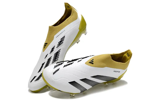 Adidas Predator White Yellow Low-Cut Knit Upper Textured Synthetic Overlay Firm-Ground Soccer Shoes 7