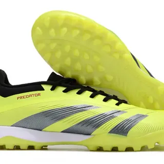 Adidas Predator पीला काला नियोन सिंथेटिक अपर लेस एंड कॉलर कंट्रास्ट टर्फ फुटबॉल जूते