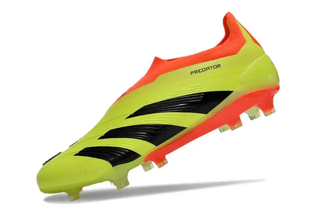 Adidas Predator Zapatos de fútbol upper sintético amarillo naranja neón negro tres rayas superficie firme 3