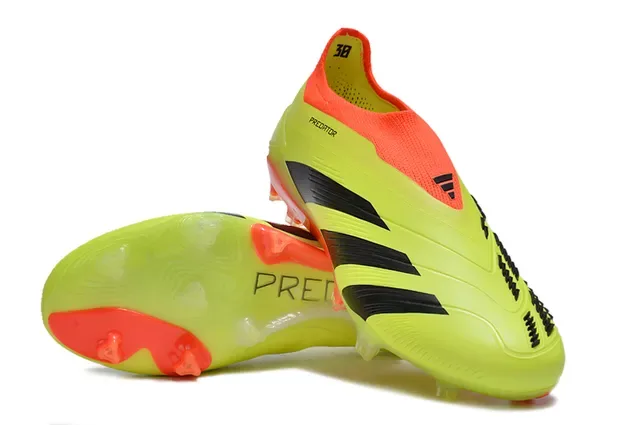 Adidas Predator Zapatos de fútbol upper sintético amarillo naranja neón negro tres rayas superficie firme 4