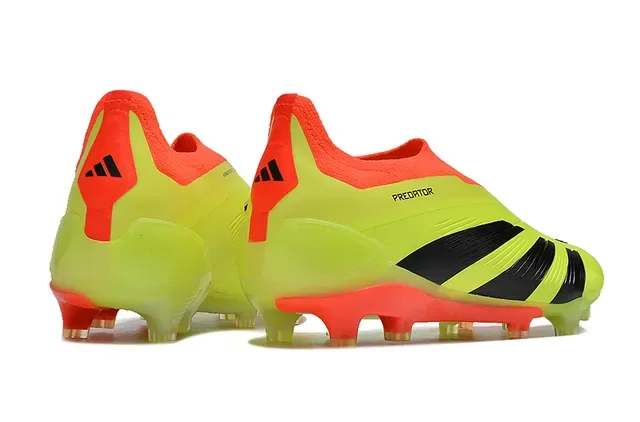 Adidas Predator Zapatos de fútbol upper sintético amarillo naranja neón negro tres rayas superficie firme 5