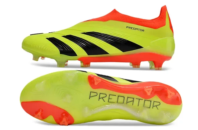 Adidas Predator Zapatos de fútbol upper sintético amarillo naranja neón negro tres rayas superficie firme 6