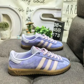 Adidas Purple Beige Suede Upper Three-Stripe Side Panel Lifestyle Sneakers