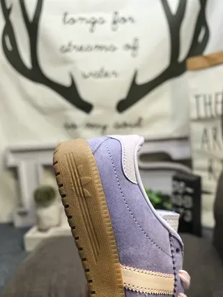 Adidas Camurça Roxo Bege Superior Três Faixas Panel Lateral Lifestyle Sneakers 3