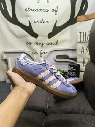 Adidas Camurça Roxo Bege Superior Três Faixas Panel Lateral Lifestyle Sneakers 5