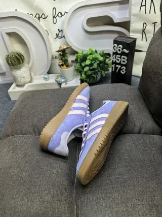 Adidas Camurça Roxo Bege Superior Três Faixas Panel Lateral Lifestyle Sneakers 6