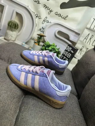 Adidas Camurça Roxo Bege Superior Três Faixas Panel Lateral Lifestyle Sneakers 7