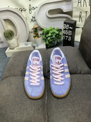 Adidas Camurça Roxo Bege Superior Três Faixas Panel Lateral Lifestyle Sneakers 10