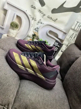 Adidas Purple Gold Mesh Upper Stripes Sneakers 7