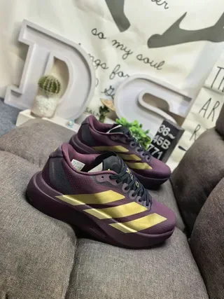 Adidas Purple Gold Mesh Upper Stripes Sneakers 9