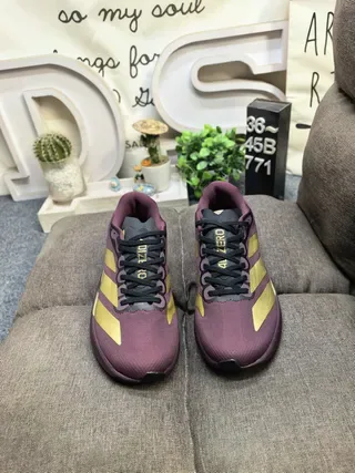 Adidas Purple Gold Mesh Upper Stripes Sneakers 10