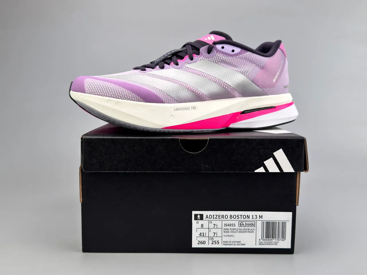 Adidas Purple Pink Engineered Mesh Upper Reflective Silver Stripes Running Shoes 4