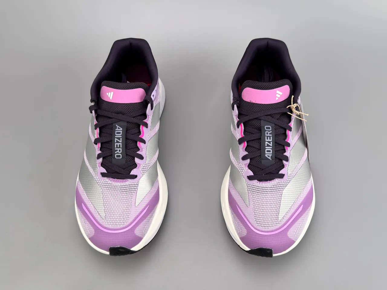 Adidas Purple Pink Engineered Mesh Upper Reflective Silver Stripes Running Shoes 9