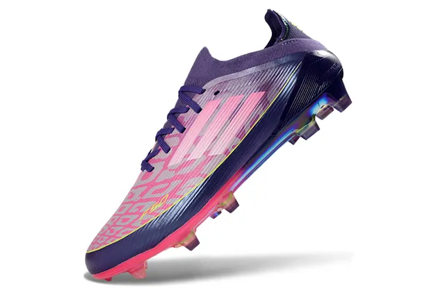 Adidas Purple Pink Low-Cut Sock-Fit Upper Iridescent Gradient Overlay Firm-Ground Soccer Shoes 3