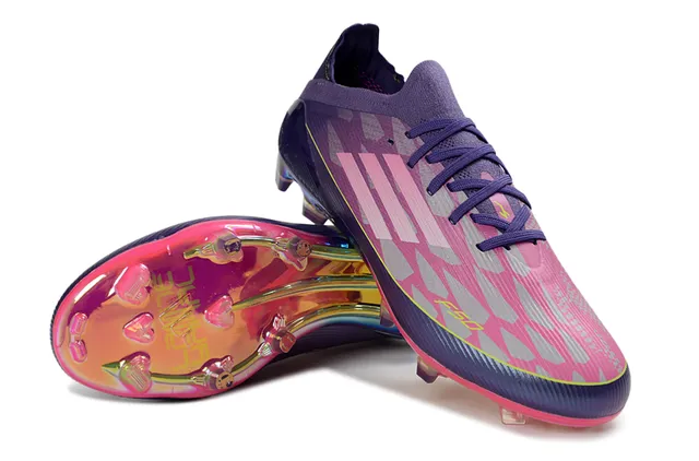 Adidas Purple Pink Low-Cut Sock-Fit Upper Iridescent Gradient Overlay Firm-Ground Soccer Shoes 4